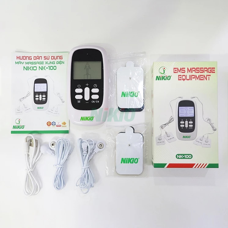 Máy massage xung điện 4 miếng dán Nikio NK-100 - Pin Sạc