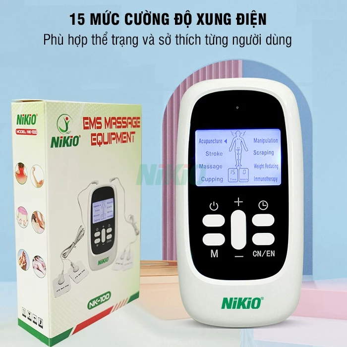 Máy massage xung điện 4 miếng dán Nikio NK-100 - Pin Sạc