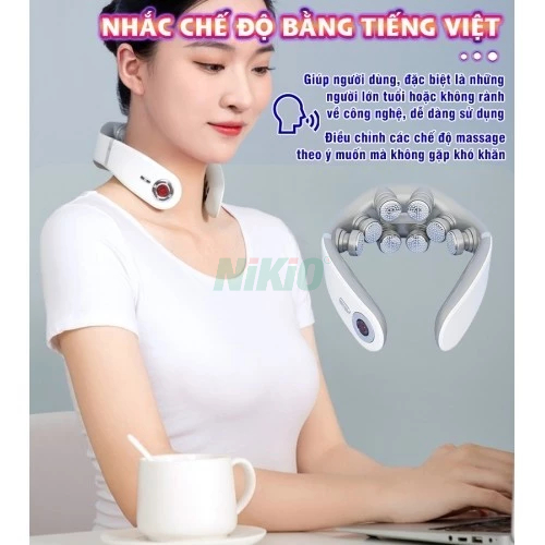 Máy massage cổ xung điện 8D Nikio NK-131 - Rung nóng kết hợp ánh sáng sinh học