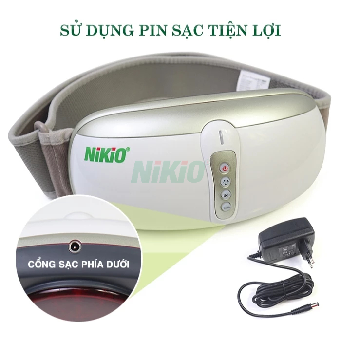 Đai Massage Bụng Rung Lắc Hồng Ngoại Nhật Bản Nikio NK-169DC - Pin sạc - Giảm béo