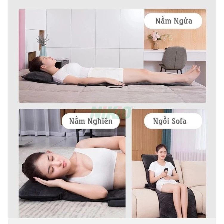 Nệm Massage Toàn Thân Hồng Ngoại Có Gối Mát Xa Cổ Nikio NK-151 - Nhật Bản