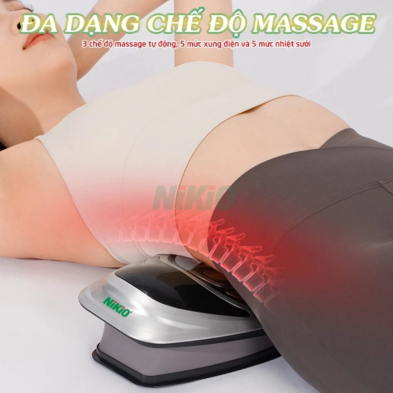 Máy massage kéo giãn cột sống lưng cao cấp Nikio NK-159 - Pin sạc - Phiên Bản Cao Cấp