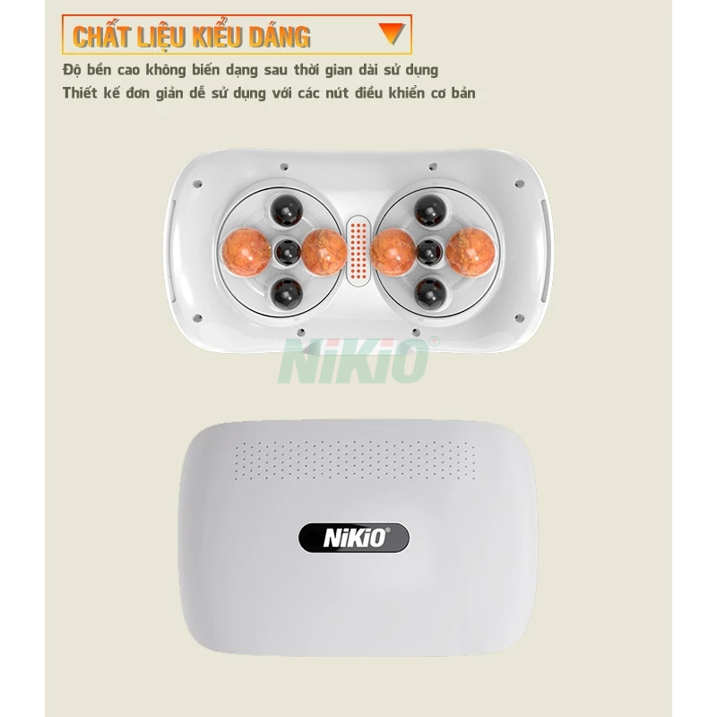 Đai massage bụng giảm mỡ Nikio NK-166DC pin sạc nhiệt sưởi - 10 bi chính hãng