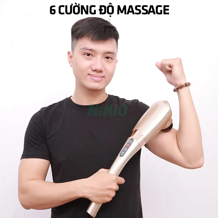 Máy massage cầm tay 7 đầu pin sạc Nikio NK-177 - Dòng cao cấp, 5 chế độ và 6 tốc độ mát xa