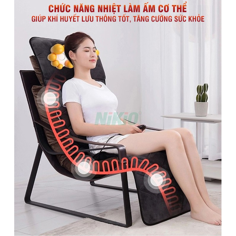 Nệm Massage Toàn Thân Hồng Ngoại Có Gối Mát Xa Cổ Nikio NK-151 - Nhật Bản