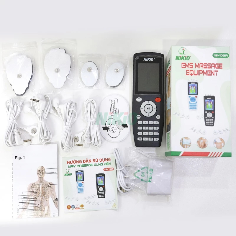 Máy massage xung điện 8 miếng dán Nikio NK-103A - 4 kênh massage riêng biệt, hẹn giờ 60 phút