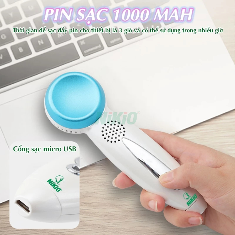 Búa nóng lạnh massage da mặt Nikio NK-127 - Pin sạc, bảo hành chính hãng