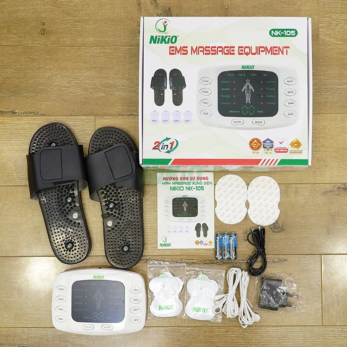 Máy Massage Xung Điện Nikio NK-105 - Trị Liệu 4 Miếng Dán Có Đôi Dép Mát Xa Bàn Chân
