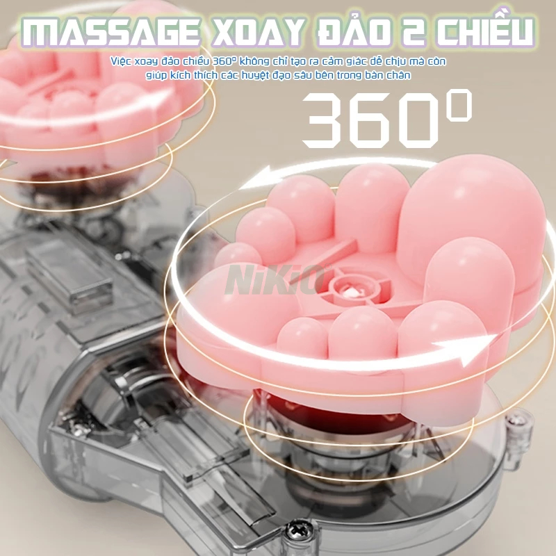 Máy massage chân Nikio NK-183 - Máy mát xa bấm huyệt chân, nhiệt hồng ngoại, xoa bóp, pin sạc