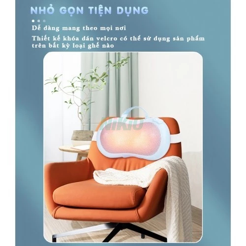 Gối massage 16 bi pin sạc Nikio NK-135DC, chất liệu vải nhung mềm mịn, Công nghệ tiên tiến mới