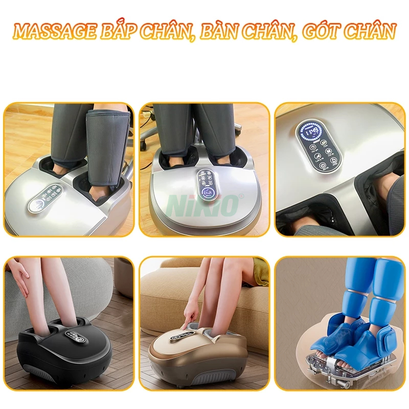 Máy massage chân bấm huyệt NIkio NK-187 - Xoa bóp bàn chân tự động, massage khí nén  - Màu Xám