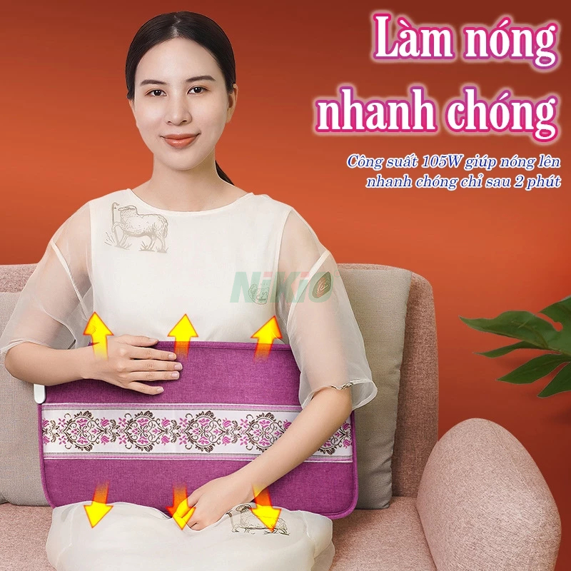 Đai massage chườm nóng muối biển toàn thân Nikio NK-201 - Tấm nhiệt nóng sưởi ấm, giảm đau bụng kinh