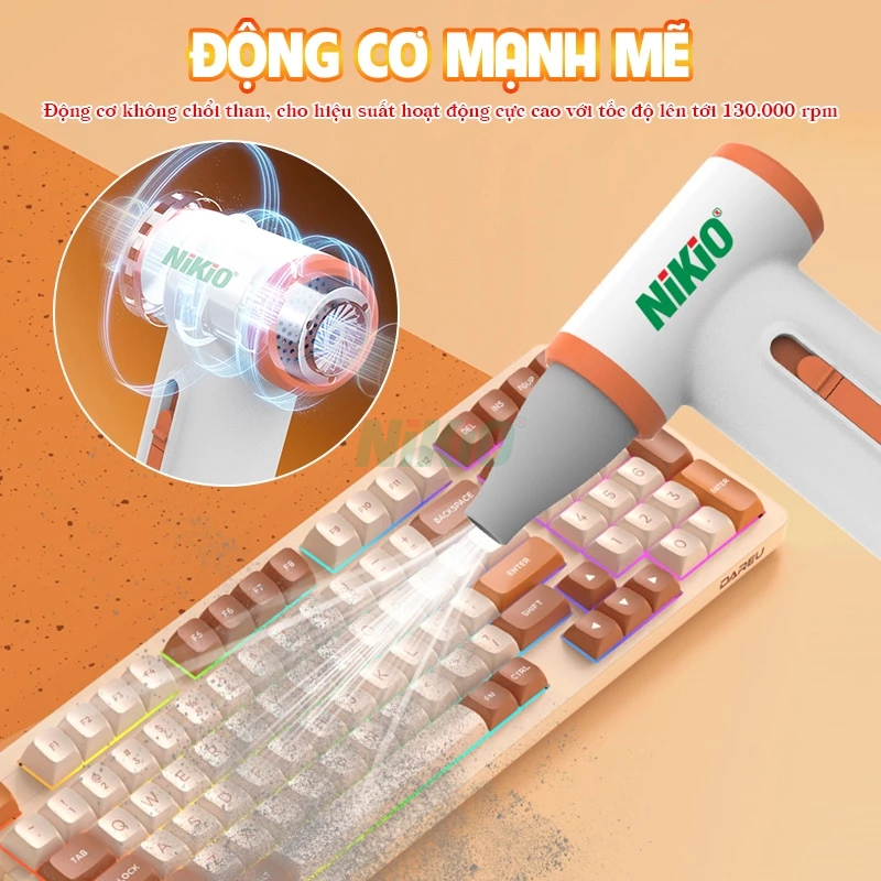Máy thổi bụi cầm tay, máy thổi phản lực mini Nikio ST-805B - Thổi lá cây, thổi nước cực mạnh
