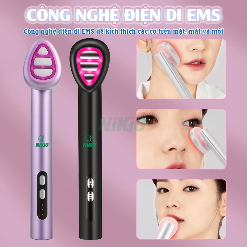 Máy massage mặt mini, matxa mắt môi đa năng Nikio NK-125D - Bảo hành chính hãng