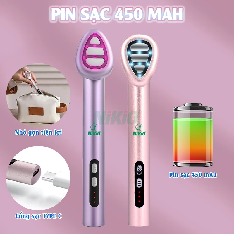 Máy massage mặt mini, matxa mắt môi đa năng Nikio NK-125D - Bảo hành chính hãng