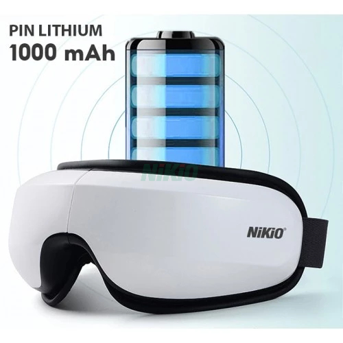 Máy massage mắt Nikio NK-116 - Chườm nóng mắt thư giãn, xoa bóp túi khí, bluetooth phát nhạc