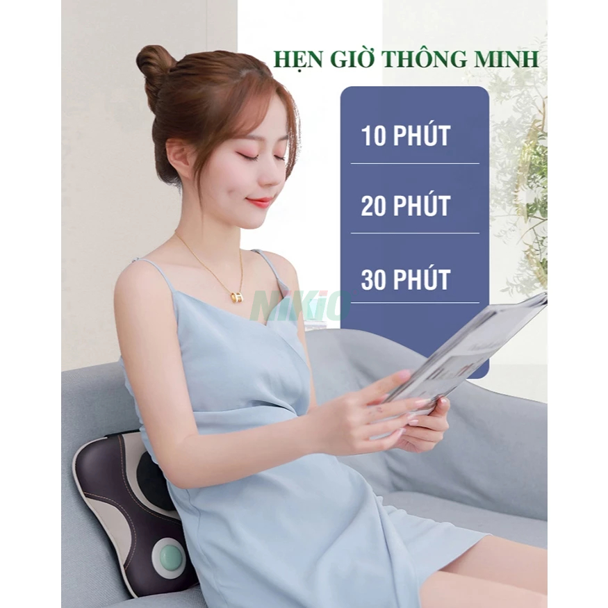 Gối Massage Cổ Vai Gáy Đấm Bóp, Xoa Bóp Nikio NK-136 - Massage đèn hồng ngoại
