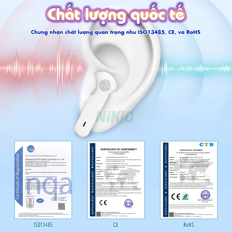 Máy trợ thính nhét tai cao cấp Funmic EN-D19 - Có hộp đựng sang trọng