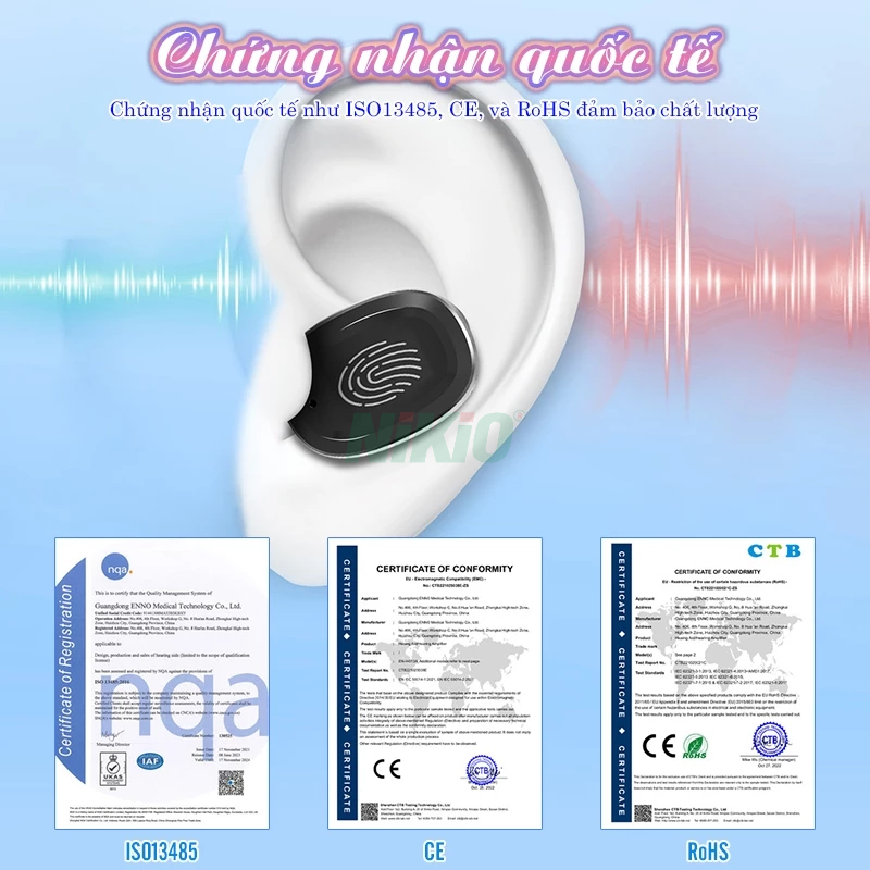 Tai nghe trợ thính không dây pin sạc Funmic EN-IA006A - Phù hợp cho nhiều độ tuổi