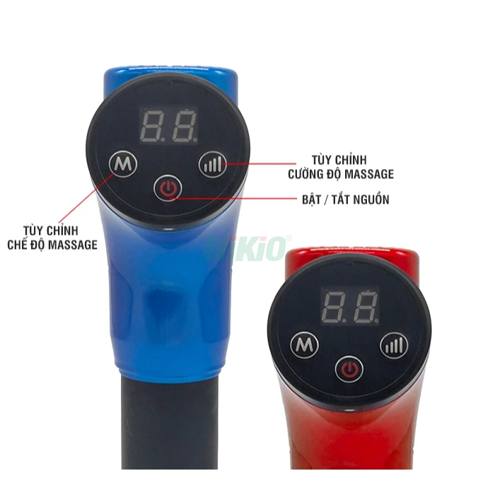 Súng massage cầm tay Nhật Bản Nikio NK-170B - 6 đầu, 5 chế độ mát xa - Màu Xanh