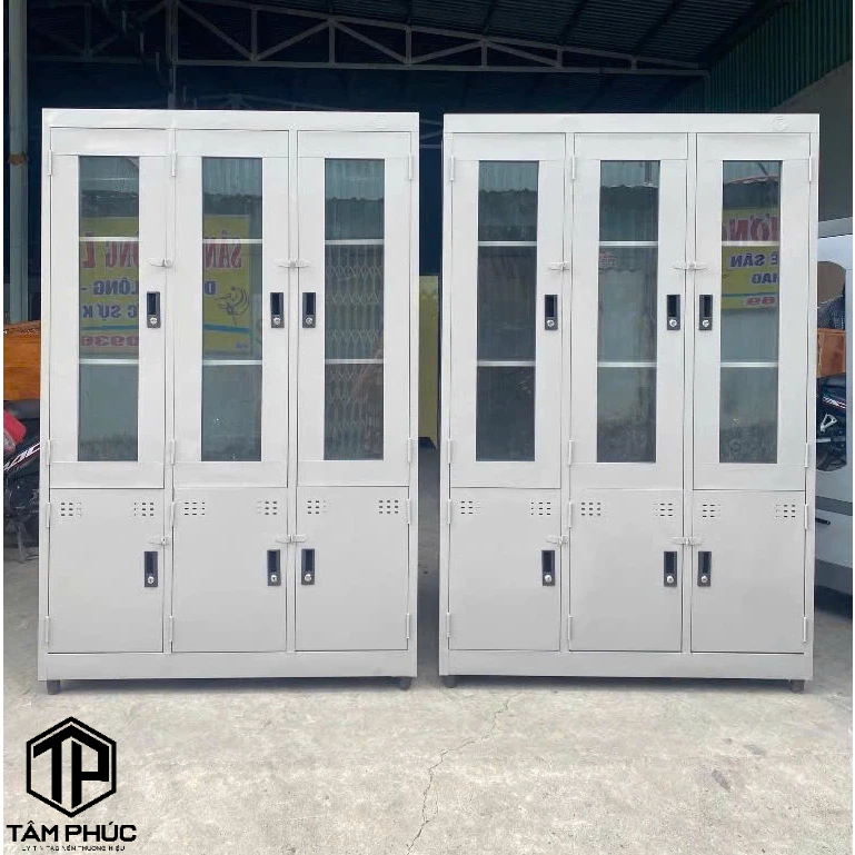 Tủ hồ sơ 2 3 cánh kính sắt - tủ hồ sơ văn phòng đựng tài liệu, tủ sắt trưng bày.