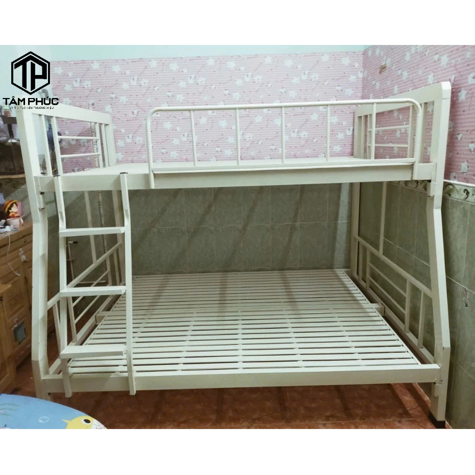 Giường sắt 2 tầng hộp 4x8 cao cấp, sơn tĩnh điện bền đẹp không rỉ sét