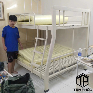 Giường đôi 2 tầng cho người lớn và trẻ nhỏ - giường tầng sắt hộp vuông 4x8 cao cấp.