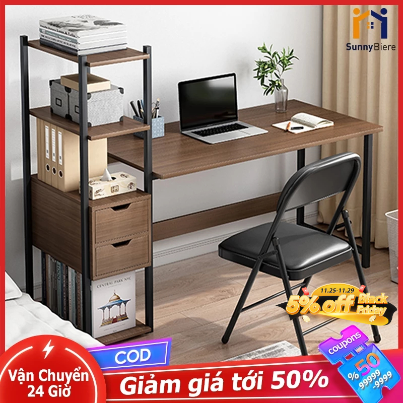 SUNNY Bàn làm việc bàn học Nội Thất kèm giá sách tiện lợi hiện đại phong cách mặt bàn kích thước lớn tháo lắp dễ dàng
