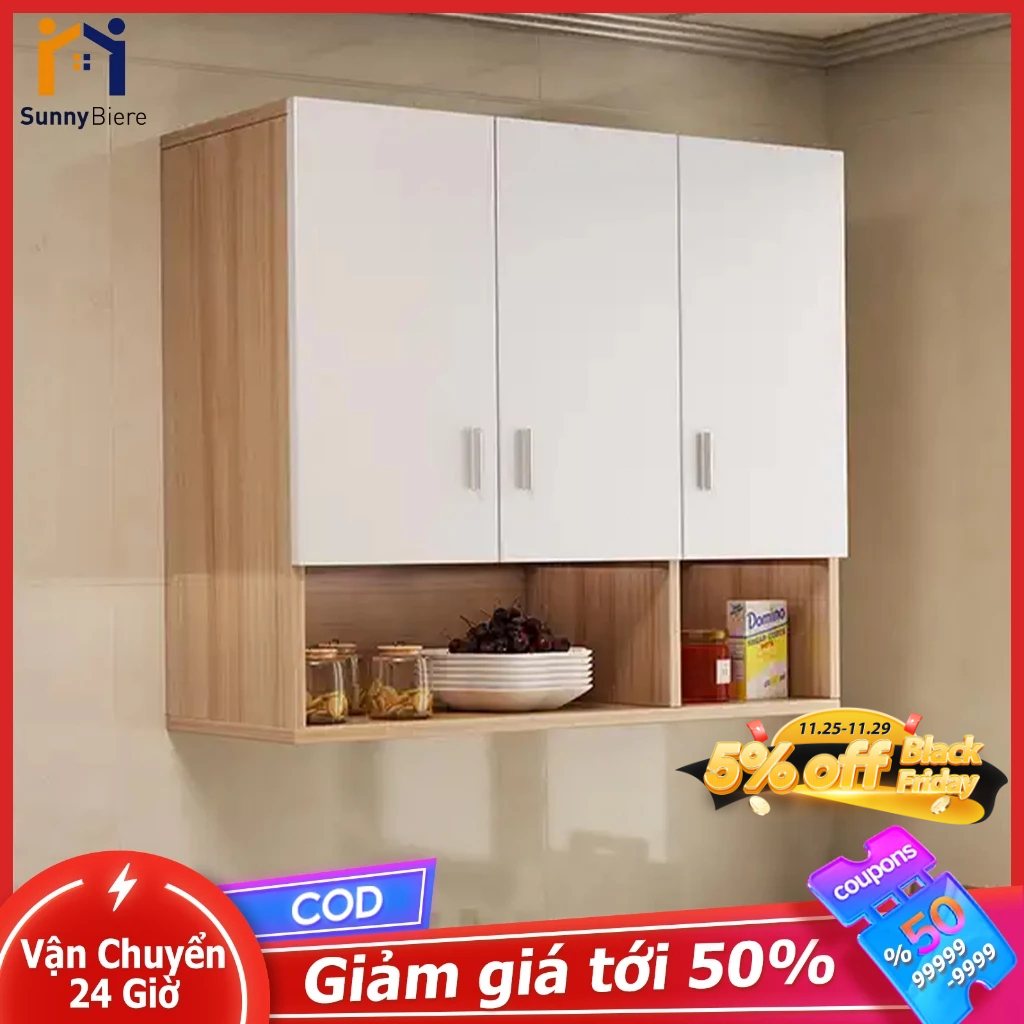 SUNNY Tủ treo tường gỗ nâng cấp chắc chắn bền đẹp lưu trữ lớn tiết kiệm không gian