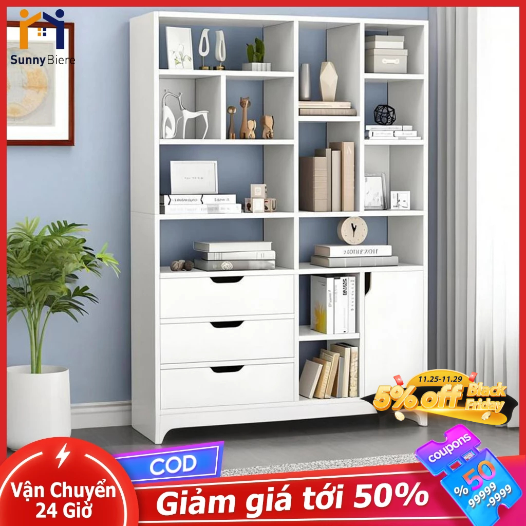 SUNNY Kệ sách gỗ Tủ đựng đồ nhiều ngăn chất liệu MDF hiện đại chống nước tốt - 1M6