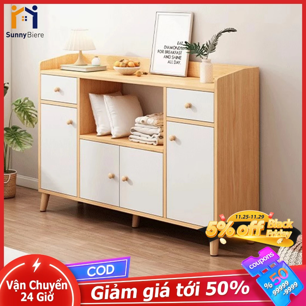 SUNNY Tủ đựng thức ăn bằng gỗ làm bằng ván sợi chống thấm nước và mối mọt với phong cách hiện đại