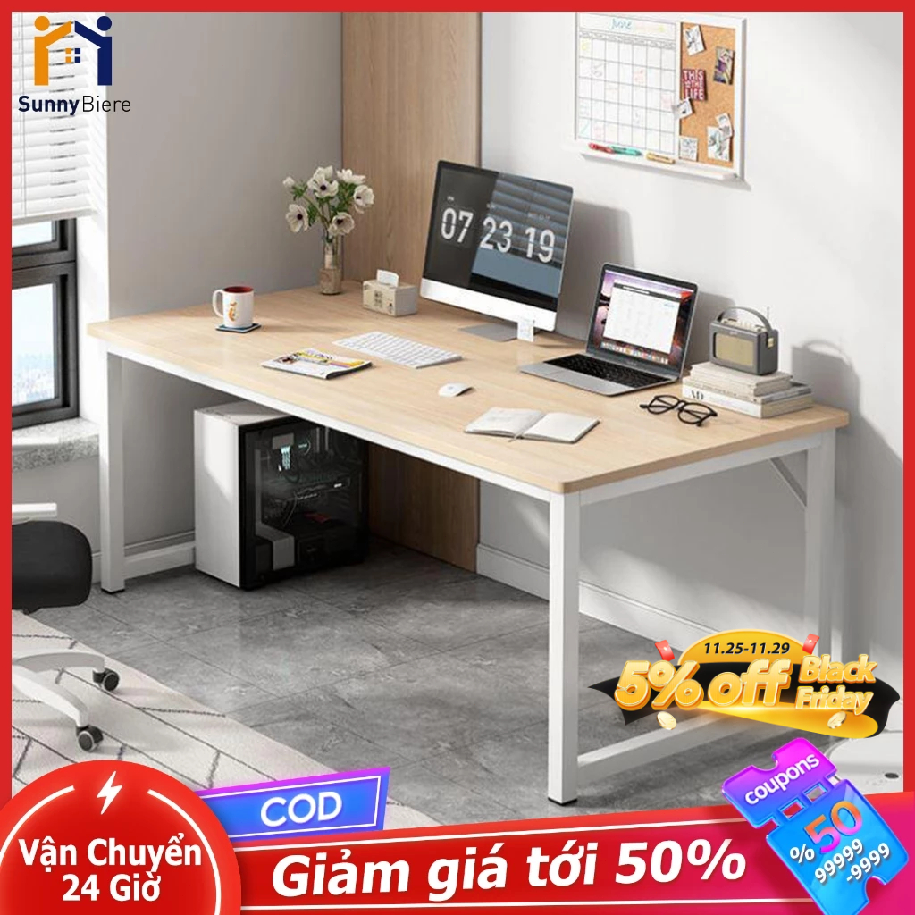 SUNNY Bàn làm việc đa năng bàn học bàn làm việc văn phòng chân sắt có thanh giằng chéo gia cố