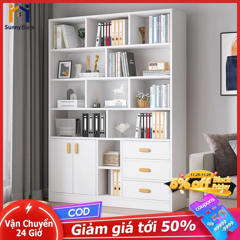 SUNNY Kệ sách gỗ Tủ đựng đồ nhiều ngăn chất liệu MDF hiện đại chống nước tốt
