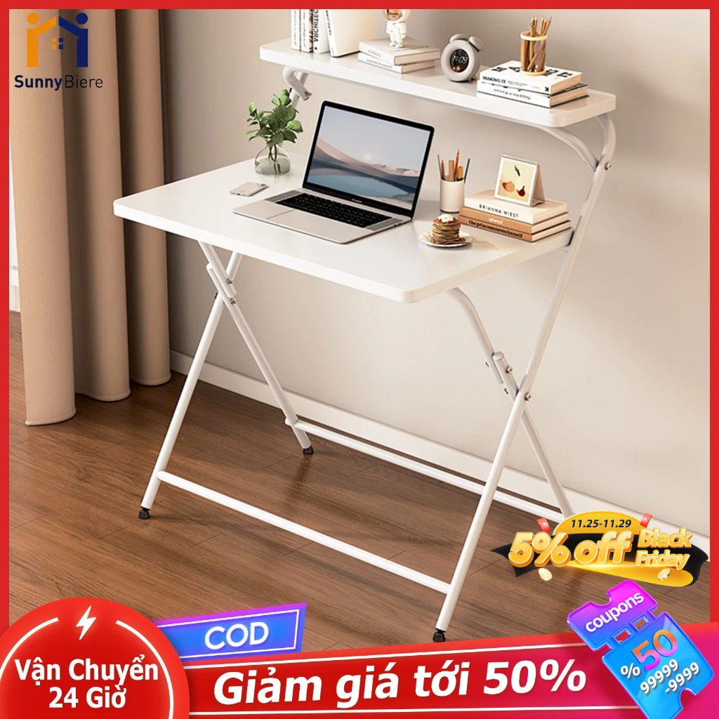 SUNNY Bàn học gấp gọn chân ống tròn tiết kiệm không gian dễ gập dễ di chuyển phù hợp phòng nhỏ