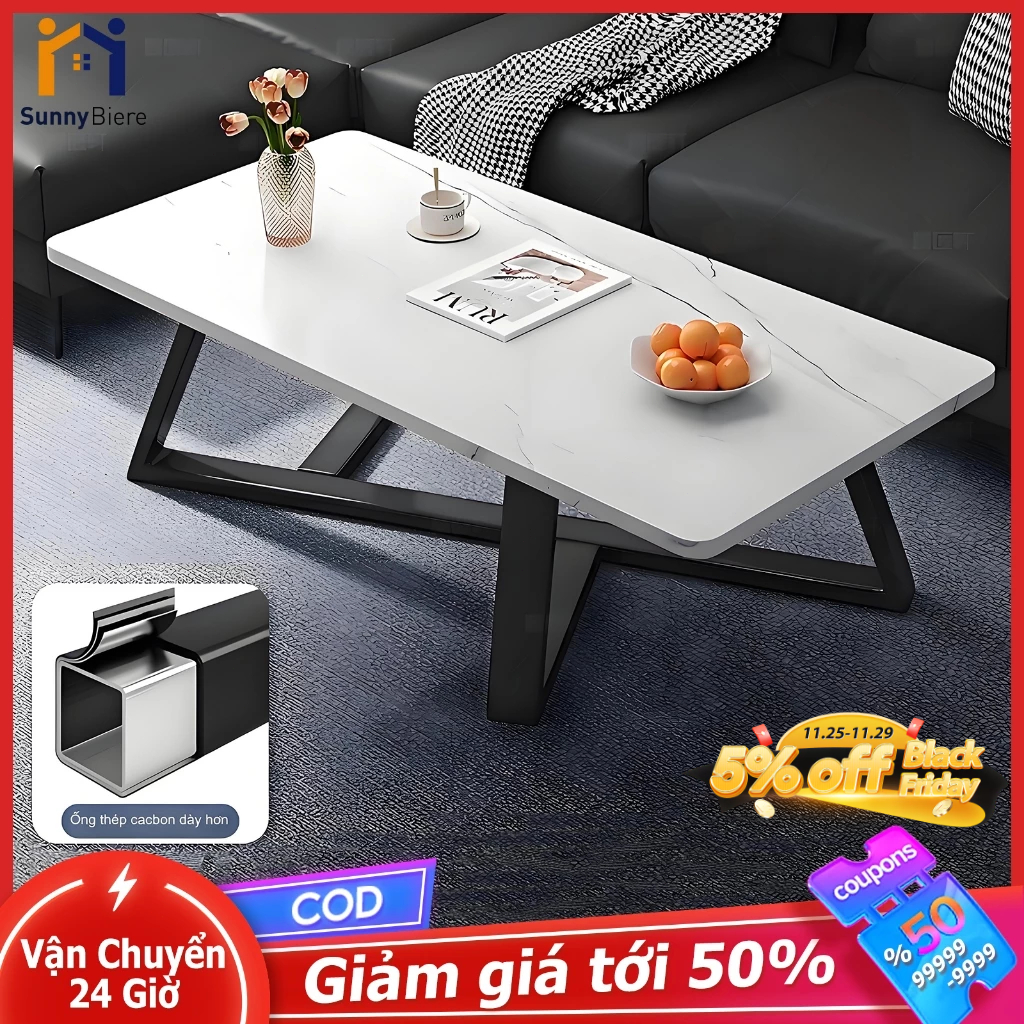 SUNNY Bàn trà giả đá phong cách Bắc Âu khung sắt sơn tĩnh điện phù hợp phòng khách hiện đại