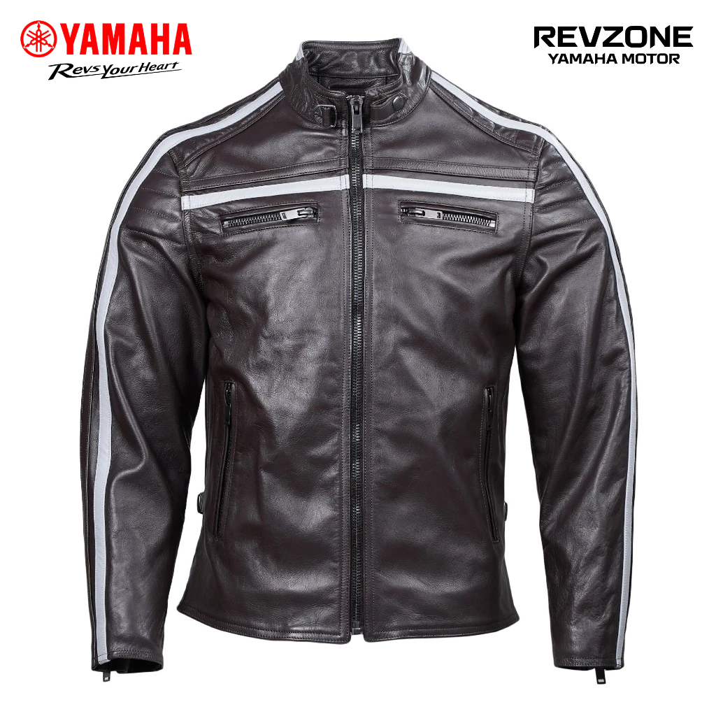 Áo Khoác Da Nam Logo Yamaha Màu Nâu