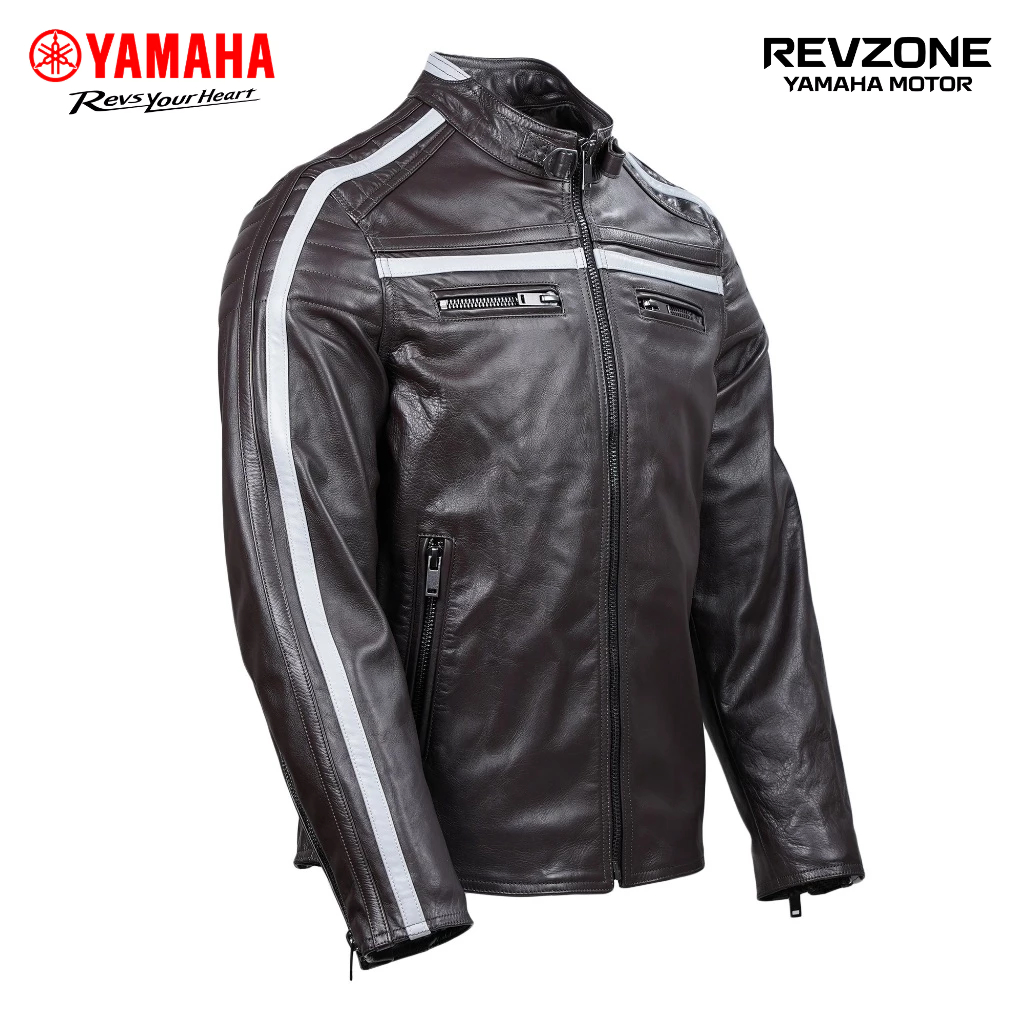 Áo Khoác Da Nam Logo Yamaha Màu Nâu