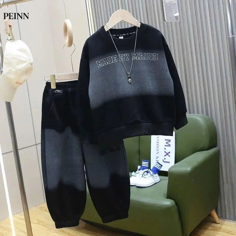 [Peinn] Set bộ quần áo thu đông bé trai 14-52kg mẫu MAIDD. Chất liệu co dãn ấm áp. D10 - EB32