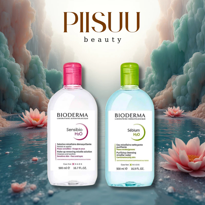 Nước Tẩy Trang Bioderma Micellar H2O 500ml - SENSIBIO (Hồng) cho Da Nhạy Cảm & SÉBIUM (Xanh) cho Da Dầu Mụn