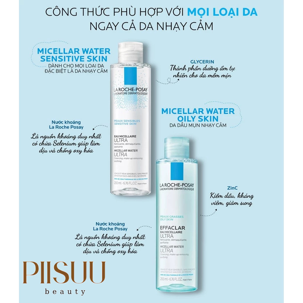 Nước Tẩy Trang La Roche-Posay Micellar Water Ultra Sensitive Skin (400ml) - Làm Sạch Sâu & Dịu Nhẹ Cho Da Nhạy Cảm