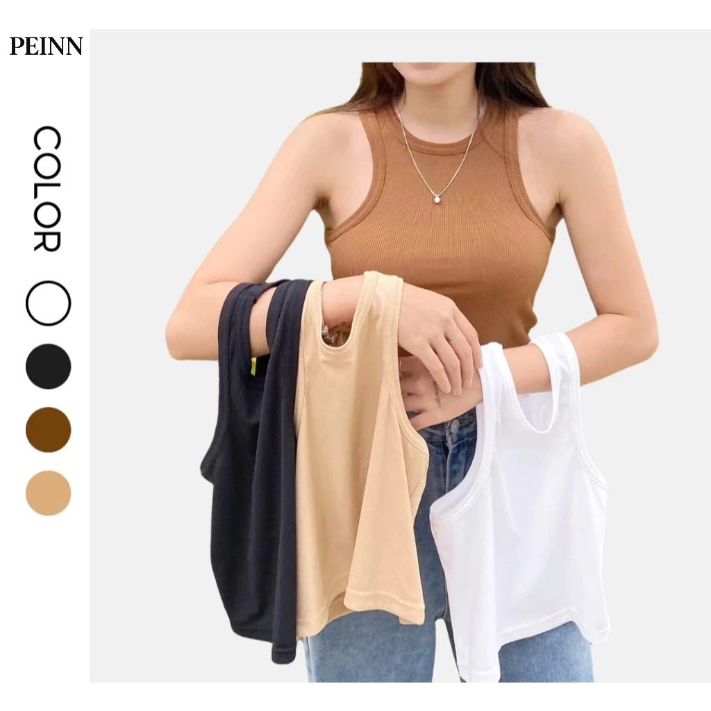 [Peinn] Áo croptop ba lỗ Peinn HT05 màu trơn mềm mịn và mát cho nữ