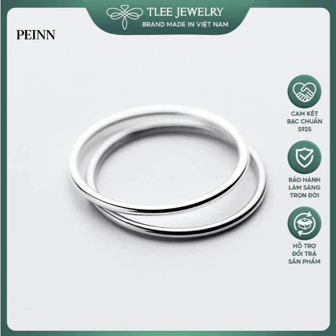 [Peinn] Nhẫn bạc tròn trơn basic cá tinh, đơn giản  A0297