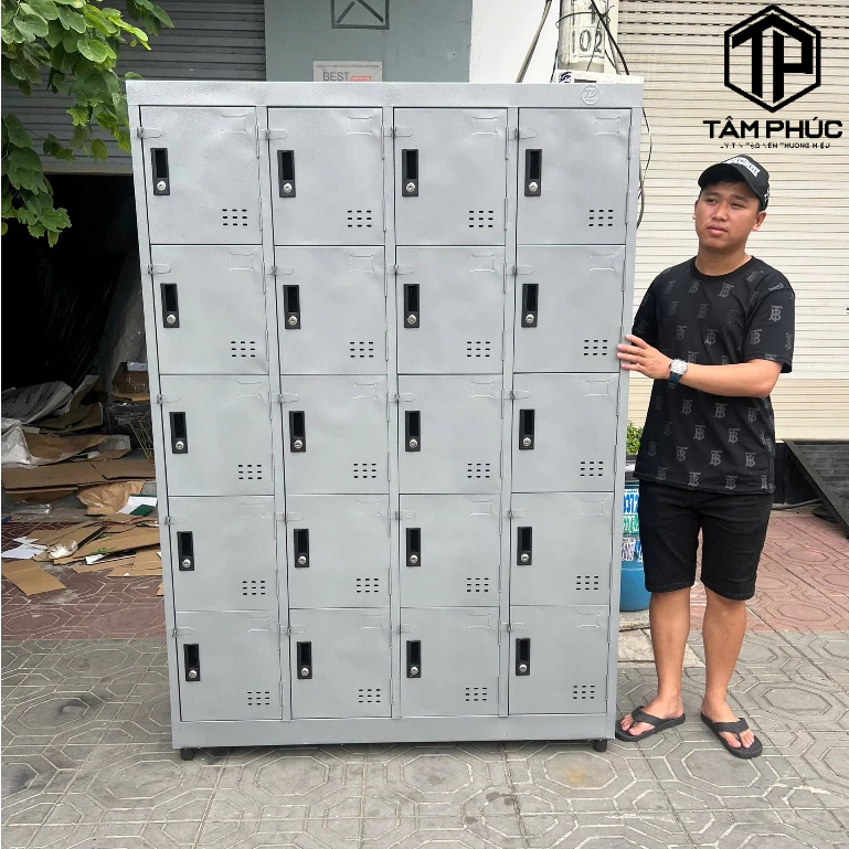 Tủ locker nhiều ngăn bằng sắt có khóa đựng đồ trường học công ty.