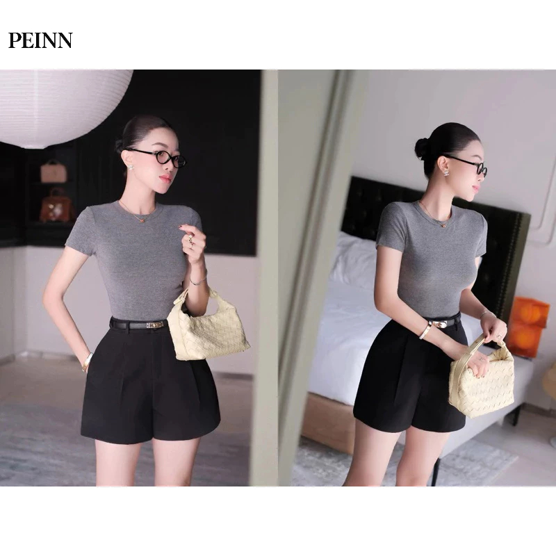 [Peinn]QUẦN ĐÙI LƯNG CAO CHẤT VẢI CHÉO HÀN CAO CẤP PHONG CÁCH BASIC DỄ MIX ĐỒ ĐỦ SIZE NHIỀU MÀU