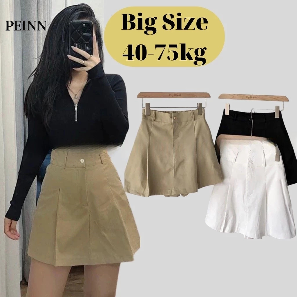 [Peinn]Quần Giả Váy Nữ Lưng Thun Chất Vải Kaki Có Lót Quần Bên Trong Lên Dáng Siêu Xinh Có Bigsize
