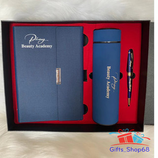 Giftset - Combo Bộ quà tặng sổ da + bình giữ nhiệt và bút ký kim loại - quà tặng văn phòng, thầy Cô giáo