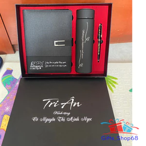 Giftset - combo Bộ quà tặng sổ da + bình giữ nhiệt và bút ký cao cấp