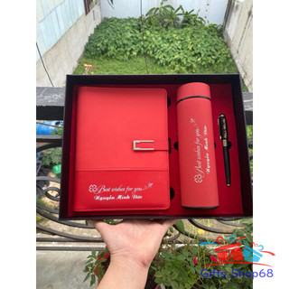 Giftset - combo Bộ quà tặng sổ da + bình giữ nhiệt và bút ký cao cấp