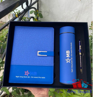 Giftset - combo Bộ quà tặng sổ da + bình giữ nhiệt và bút ký cao cấp