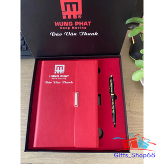 Giftset - combo bộ quà tặng - set IN sổ tay gấp + bút ký - quà tặng văn phòng, thầy cô giáo